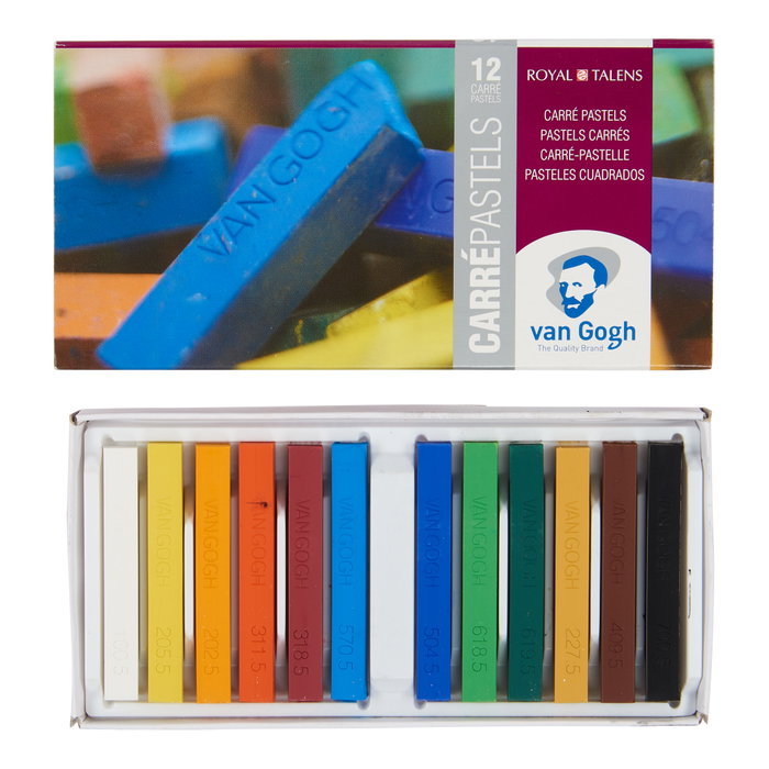Van Gogh Estuche de pasteles cuadrados de iniciación con 12 colores